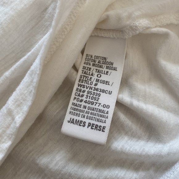 James Perse Sheet Slub Crew Neck Tee Short Sleeve T-Shirt White Size 0/XS - Picture 6 of 7